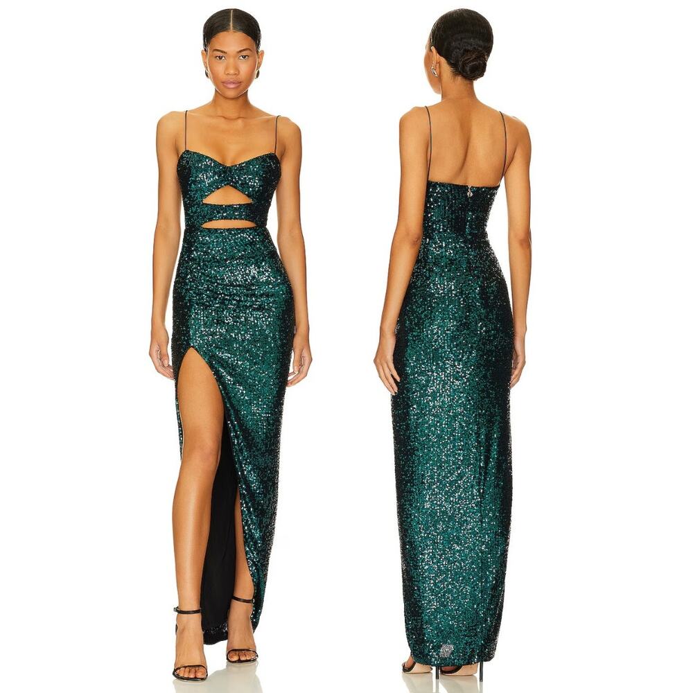 Nookie Sublime Sequin Gown Embellished Formal Party Tie Gala Prom Hoco Nye XS